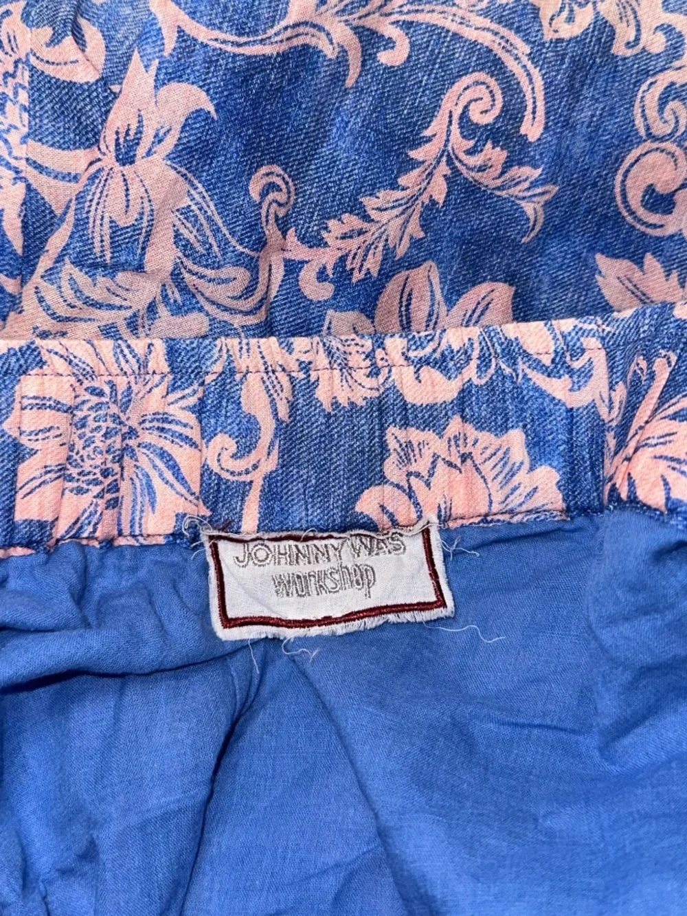 Johnny Was Workshop Florentina 2 Piece Set Blue Pink Floral Cotton Boho S/M